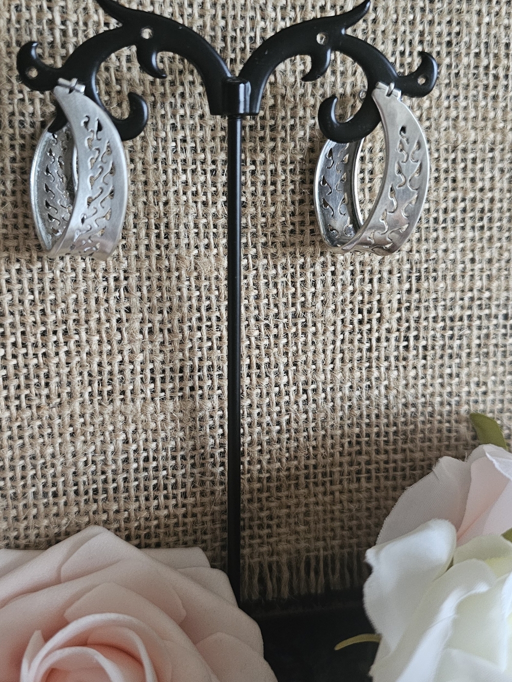 VINTAGE .925 J-hoop Xl Earrings By Regi Joyas